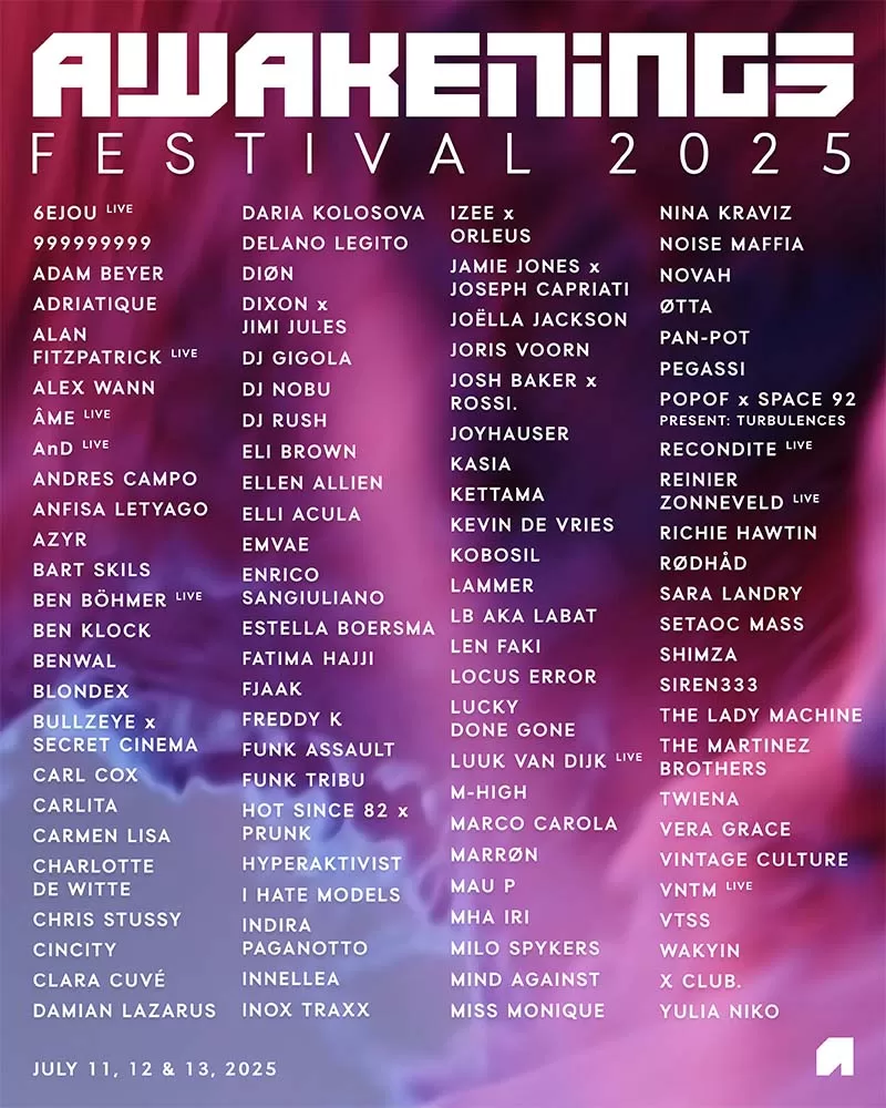 Awakenings Summer Festival 2025 full line up_NRFmagazine