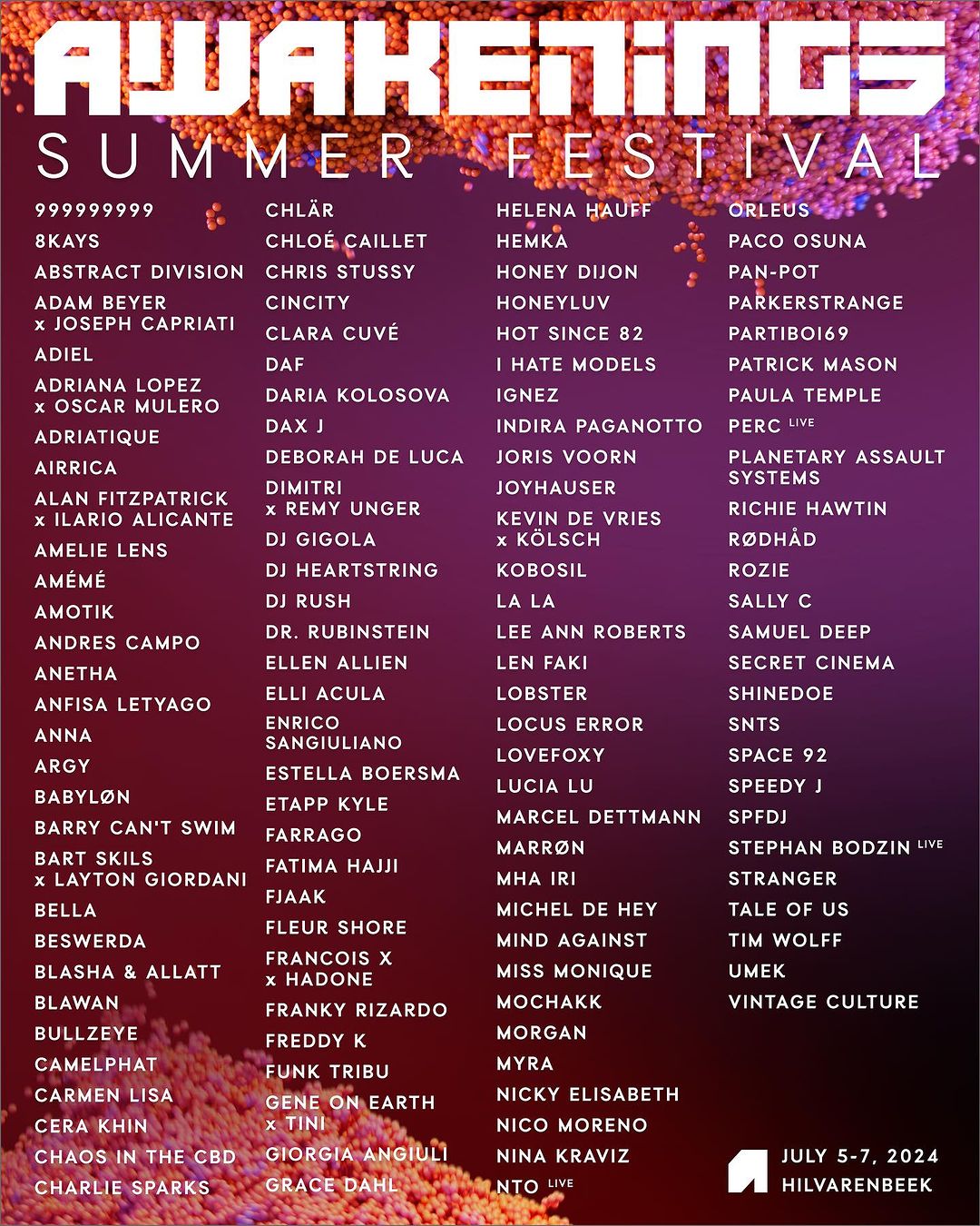 Awakenings Summer Festival 2024 lineup_NRFmagazine