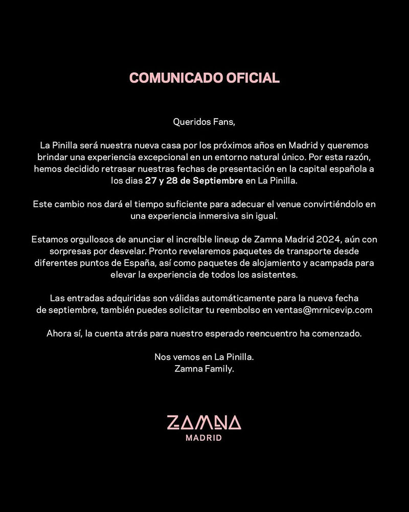 Comunicado Zamna Madrid