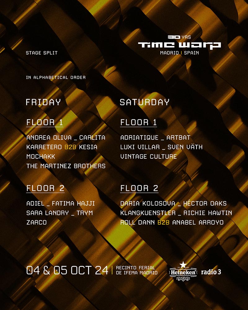 Distribución cartel por días y escenarios Time Warp Madrid_NRFmagazine