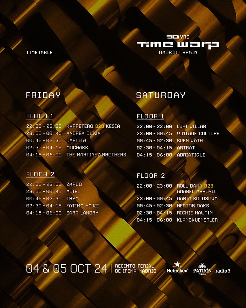 Horarios Time Warp Madrid 2024_NRFmagazine