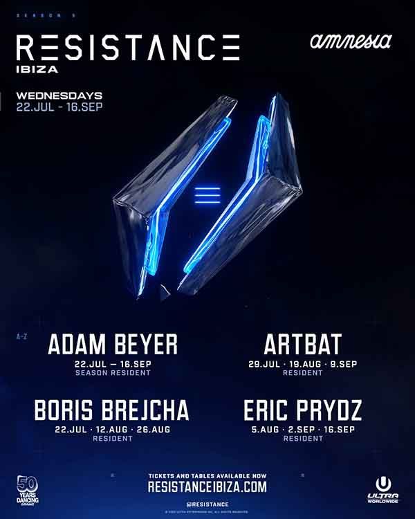 Lineup temporada 2026 de Resistance en Amnesia Ibiza 