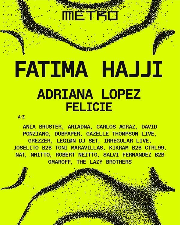 Cartel fiesta 7 de marzo en Metro Dance Club con Fatima Hajji