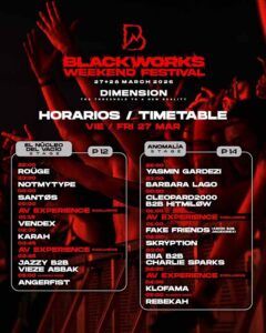 Horarios viernes Blackworks Weekend Festival 2026