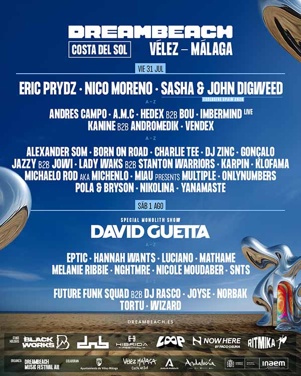 cartel por días Dreambeach Costa del Sol 2026