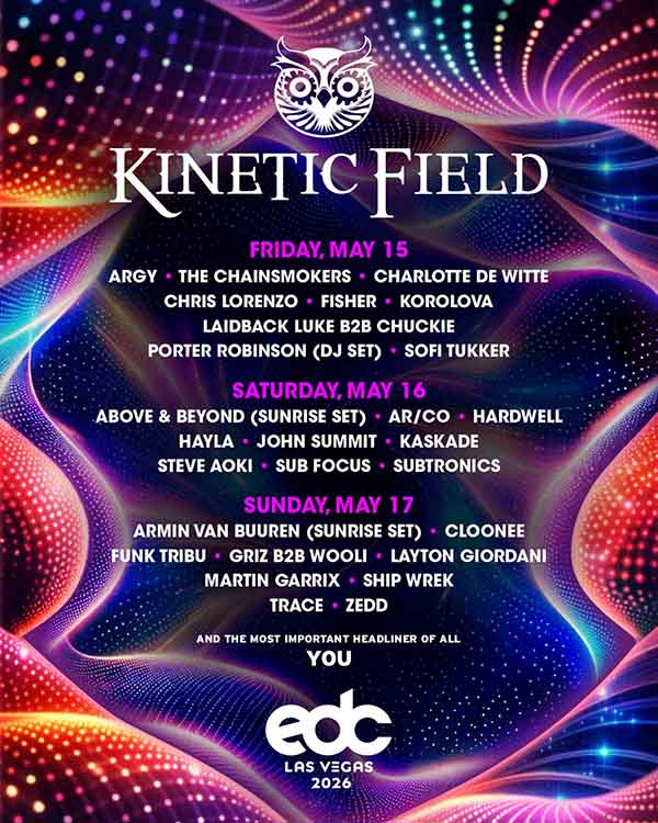 Lineup Kinetic Field EDC Las Vegas 2026