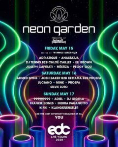 Lineup Neon Garden EDC Las Vegas 2026