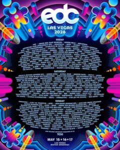 Lineup por días EDC Las Vegas 2026