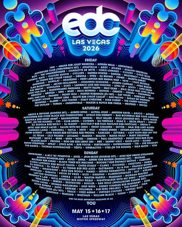 Lineup por días EDC Las Vegas 2026