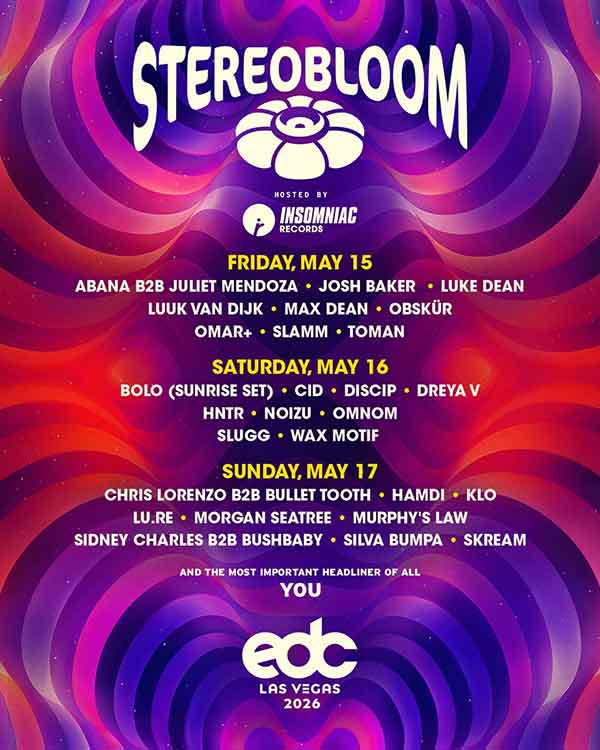 Lineup Stereobloom EDC Las Vegas 2026