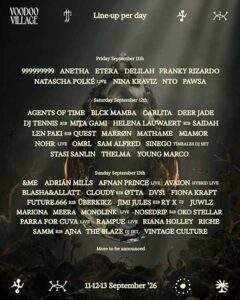 lineup per day Voodoo Village 2026
