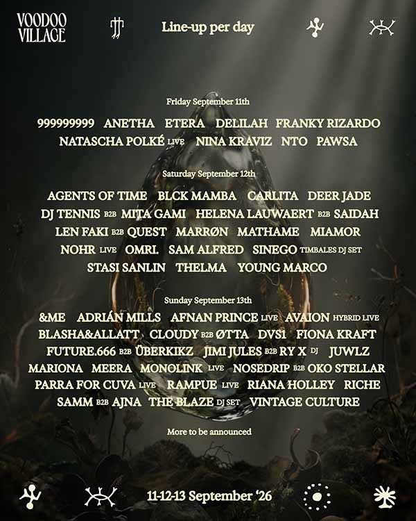 lineup per day Voodoo Village 2026