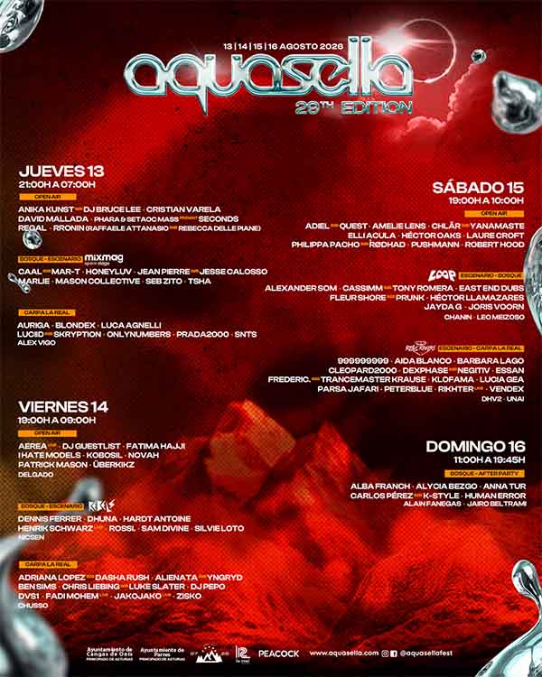 Programación por días y escenarios Aquasella 2026