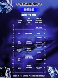 Horarios viernes Sun & Snow 2026
