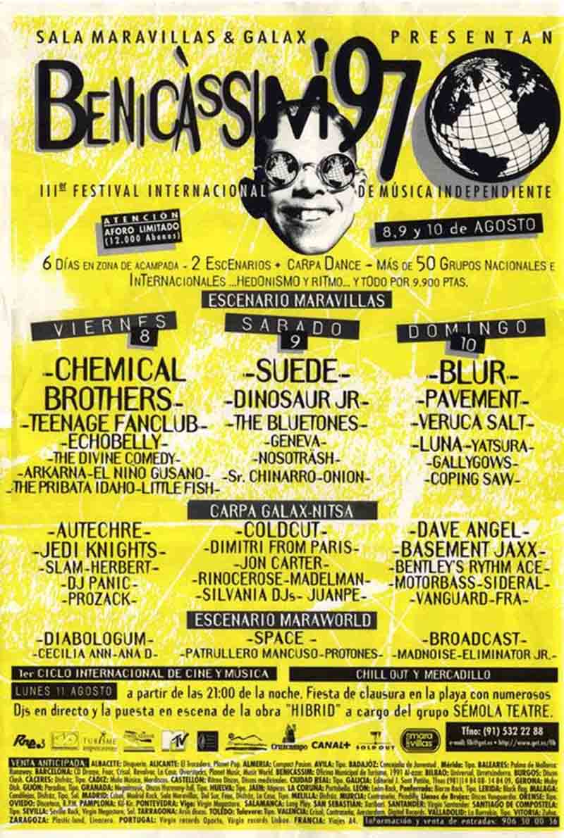 cartel FIB Festival Internacional de Benicàssim 1997