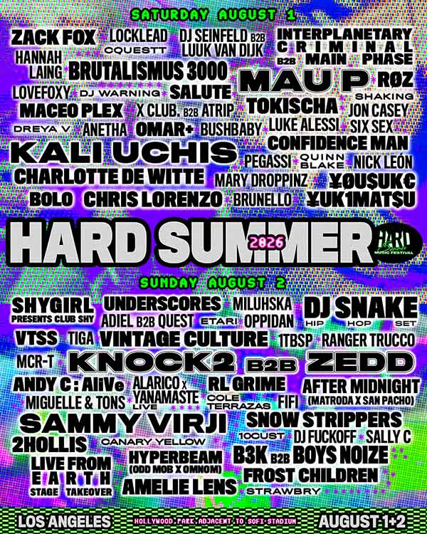 Fase 2 lineup HARD Summer Festival 2026