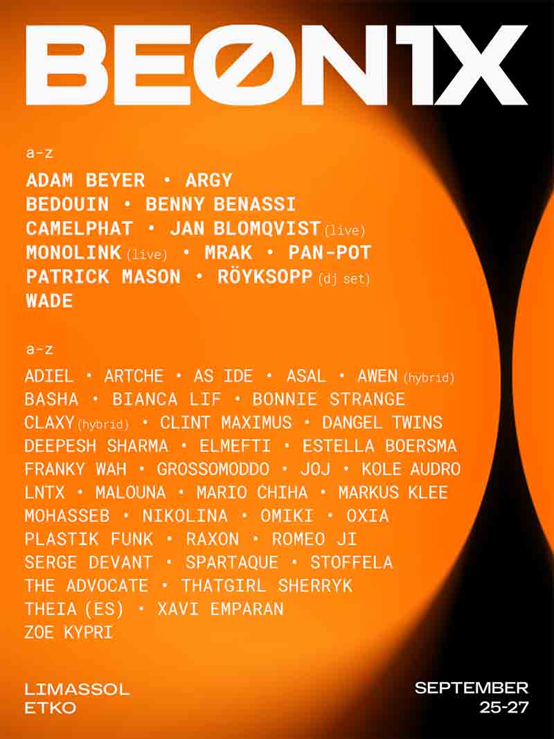 Full lineup Beonix Festival 2026