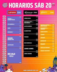 Horarios sábado A Summer Story 2026