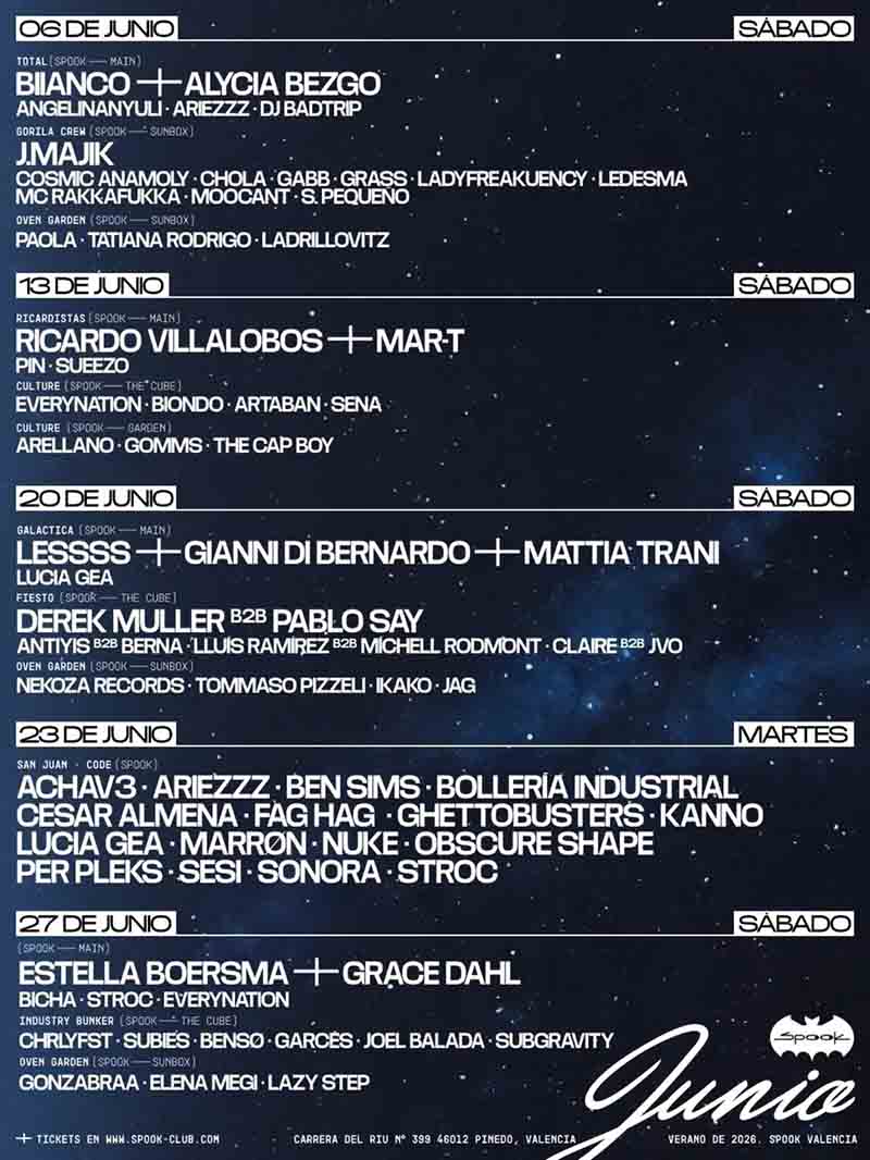 Programación junio 2026 Spook Valencia