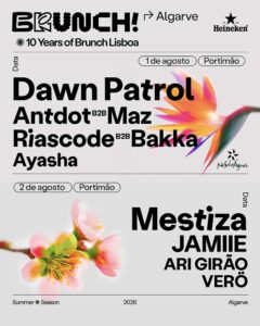 Cartel de Brunch Electronik Lisboa 2026 con Adam Beyer, Solomun y Charlotte de Witte confirmados para el décimo aniversario.