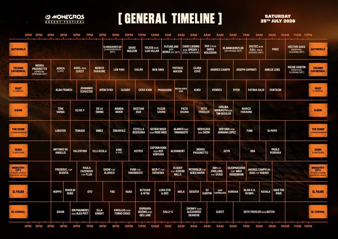 Horarios Monegros Desert Festival 2026