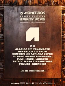 Lineup escenario Awakenings x The Dome Monegros Desert Festival 2026