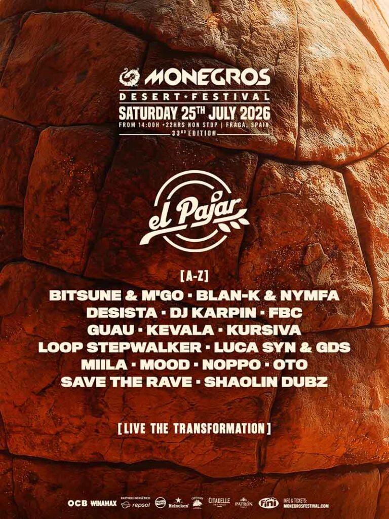 Lineup escenario El Pajar Monegros Desert Festival 2026