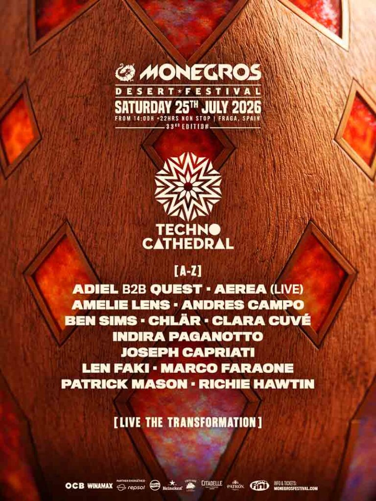 Lineup Techno Cathedral Monegros Desert Festival 2026