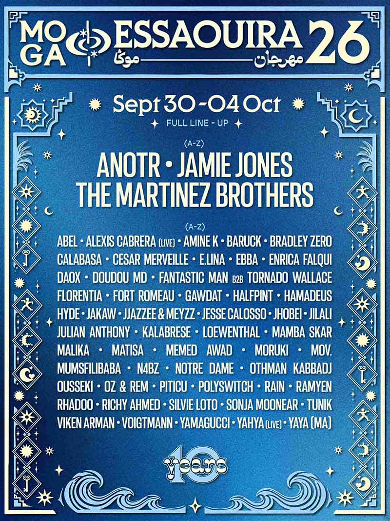 cartel lineup Moga Festival Essaouira 2026