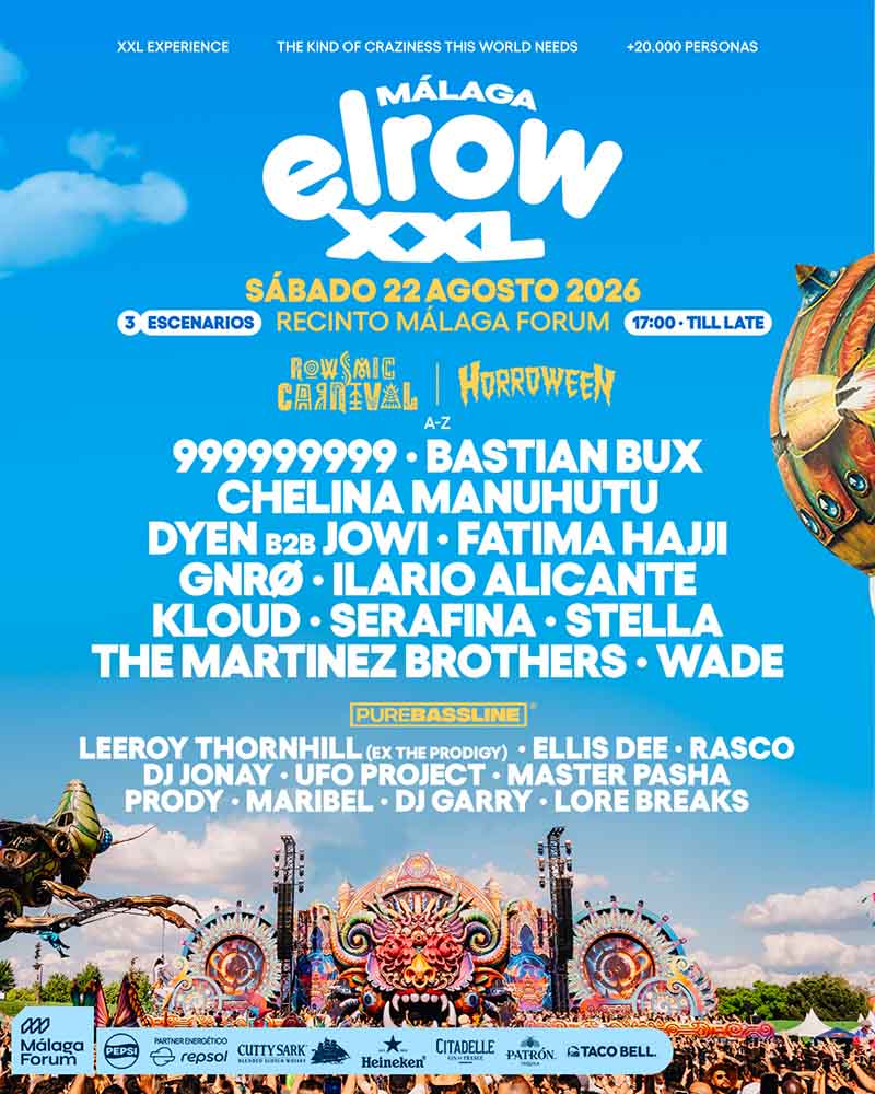 Cartel completo elrow Málaga XXL 2026