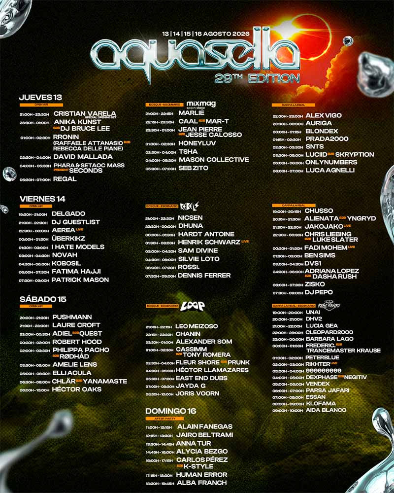 Horarios Aquasella 2026
