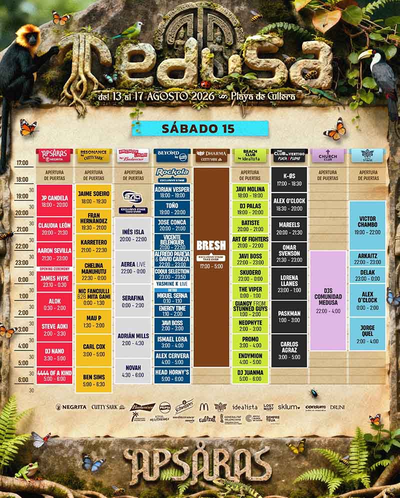 horarios sábado Medusa 2026