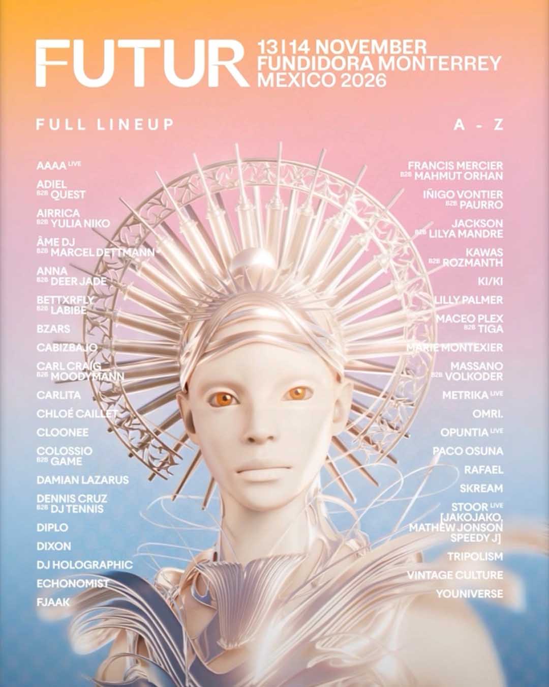 Cartel de FUTURFESTIVAL México 2026 para su debut en Parque Fundidora, Monterrey