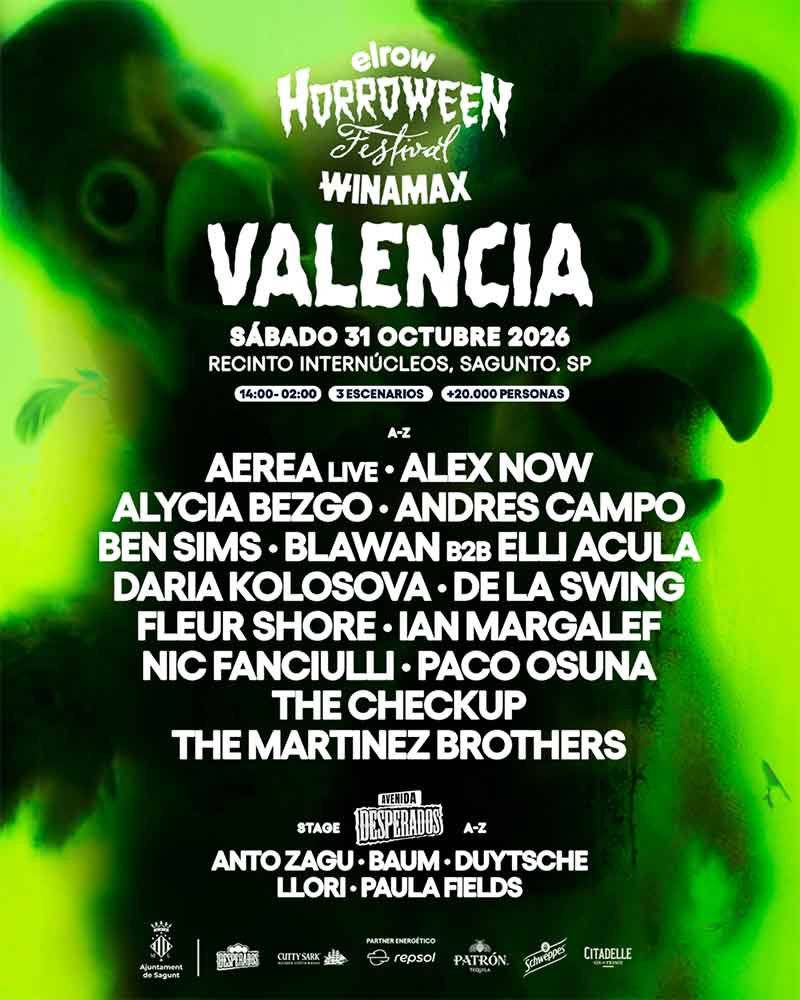Cartel completo Horroween de elrow en Sagunto, Valencia 2026