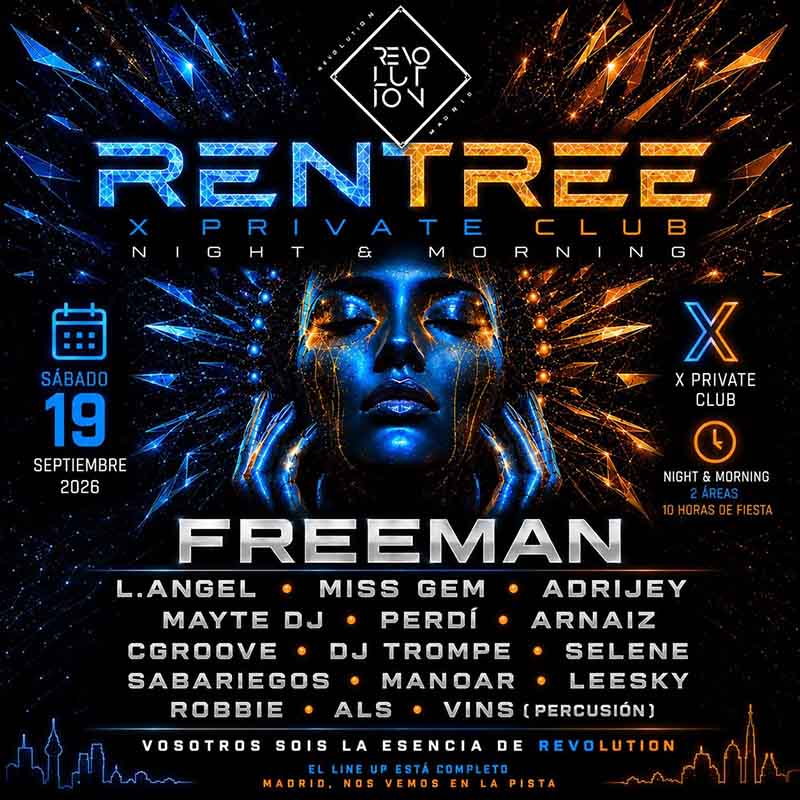 cartel Rentrée REVOLUTION en X Private Club de Madrid