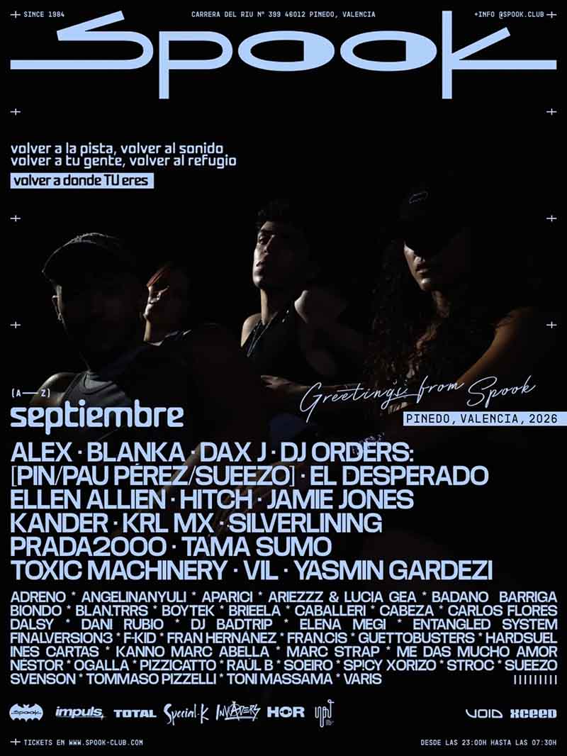 Cartel de la programación de septiembre de Spook con Jamie Jones, Ellen Allien y Dax J