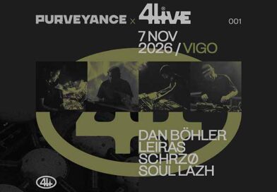 Cartel de 4LIVE en Island Club Vigo con Dan Böhler, Leiras, Schrzø y Soul Lazh y la fecha del 7 de noviembre de 2026