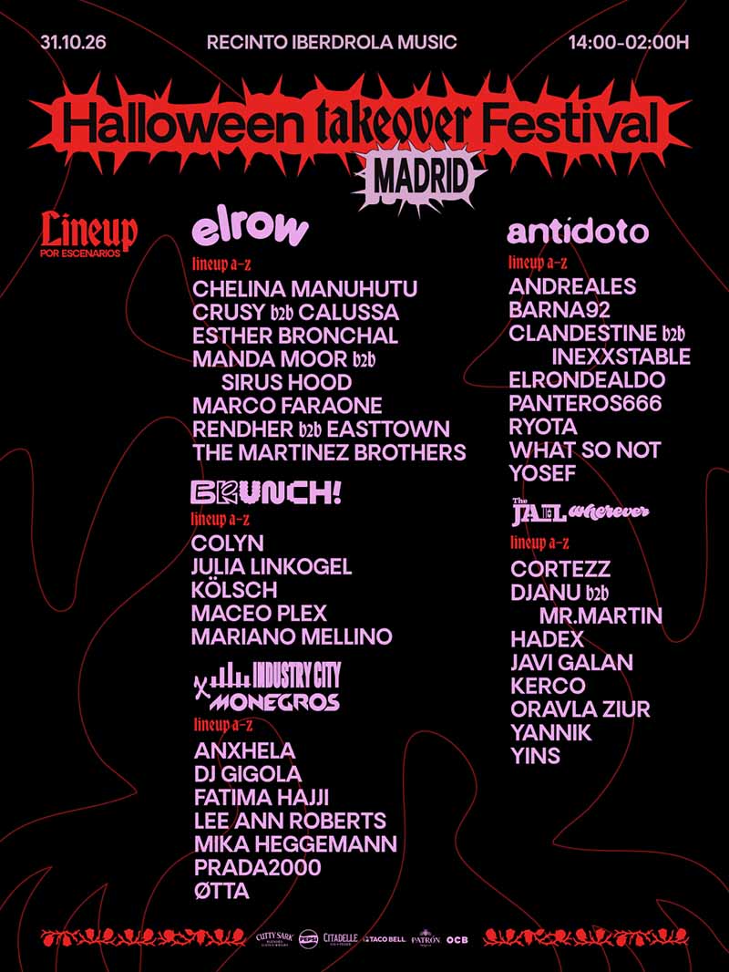 Cartel completo Halloween Takeover Madrid 2026 en Iberdrola Music