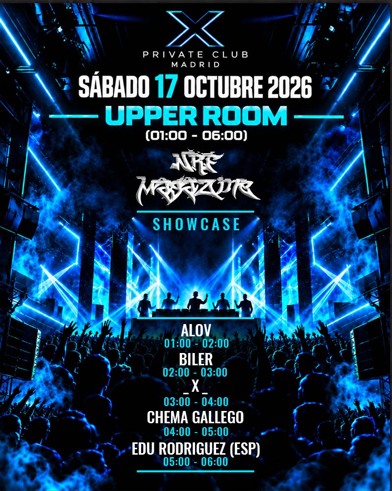 Horarios Showcase NRF Magazine 17 octubre 2026 en la Upper Room de X Private Club Madrid